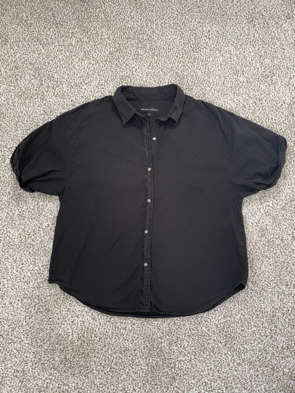 Denim Forum Black Short-Sleeve Button Down